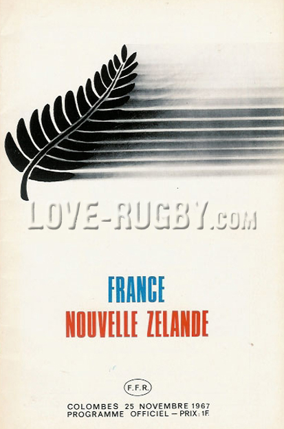 1967 France v New Zealand  Rugby Programme